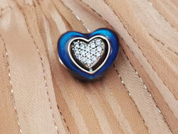 Pandora kék szív charm