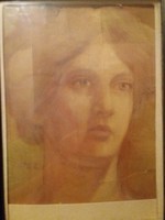 Lotz Károly (1833 - 1904) alkotása Kornélia portré akvarell keretben üvegezve képek szerint