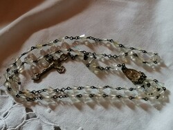 Old white beaded rosary with beautiful cross, reader. 179.