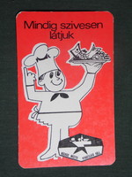Card calendar, Nógrád county catering company, graphic artist, 1979