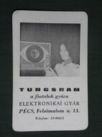 Kártyanaptár, TUNGSRAM  elektronikai gyár, Pécs, női modell, 1979