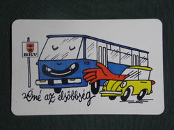 Card calendar, bkv transport company, graphic artist, humorous, bus, 1983
