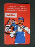 Kártyanaptár, ÁFOR benzinkút,olajok,grafikai rajzos, benzinkutas,,1983