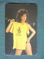 Kártyanaptár,Állami biztosító, erotikus női modell, 1986