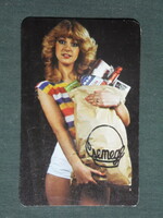 Kártyanaptár, csemege ABC áruházak, erotikus női modell,1983