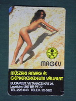 Card calendar, core year machine trading company, Budapest, erotic female nude model 1986