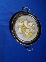 Wooden frame tray with embroidered lace insert