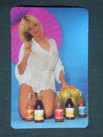 Card calendar, Nagykőrös cannery, erotic female nude model, 1986