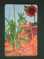 Card calendar, Békéscsaba field machine, klado harvesting adapters, graphic designer, combine harvester, 1983