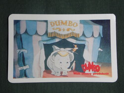 Card calendar, motion picture cinema, dumbo elephant fairy tale cartoon scene, 1989