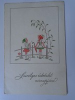 D198911 little girls slightly embossed name day greeting pittius 1940-50's