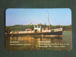 Kártyanaptár, Mahajosz ,Türr István hajó,folyami kavics Baja ,1983