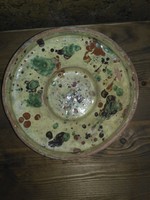 Antik fröcskölt kerámia tányér, paraszttányér