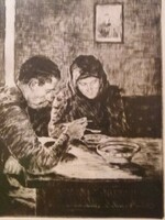 The work of oszkár Glatz (1872 - 1958) lunch in an etching frame glazed according to the pictures