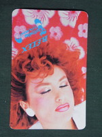 Card calendar, Bétex Terézváros department store, Budapest, erotic female model, 1986