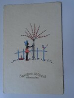 D198912 little girl colored silhouette, slightly embossed sheet name day greeting pittius 1940-50's