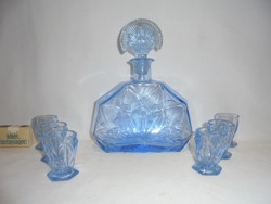 Old blue glass liqueur set