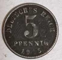1915. Germany 5 reich pfennig, (589)