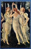 Antique painting postcard/ botticelli spring - graces