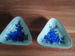 2 hand-painted porcelain bowls in one, marked, signed, Sumi manufactory