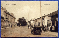 Mátészalka - vasút utca / Weisz Antal shop and publication, automobile - photo postcard