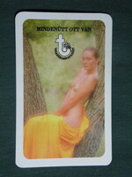 Kártyanaptár, Takarékszövetkezet, erotikus női akt modell, 1996