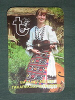 Card calendar, savings association, female model, folk costume, 1996