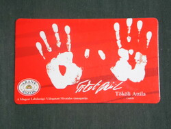 Card calendar, golden ace beer, dreher brewery, soccer team, Attila Tököl handprint, 2003