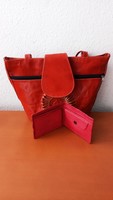 Burgundy leather bag + gift wallet