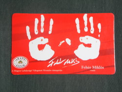 Card calendar, golden aces beer, dreher brewery, national football team, Miklós white handprint, 2003