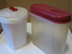 Burgundy and transparent plastic food containers