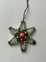 Old tapestry glass star Christmas tree ornament