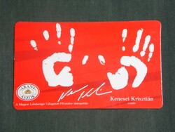 Card calendar, golden ace beer, dreher brewery, national football team, handprint of Krisztián Kenese, 2003