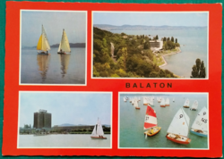 Balaton, Benedictine Abbey of Tihany, sailboats, landscape, postal clean mosaic postcard, 1983
