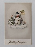 Régi képeslap karácsonyi levelezőlap hóember