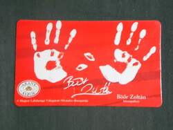Card calendar, golden ace beer, dreher brewery, national football team, Zoltán Böőr handprint, 2003