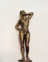 Női akt szobor, fém, 28 cm magas