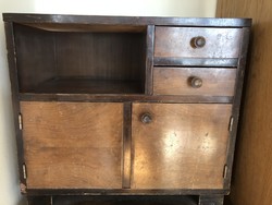 Small brown old retro wooden cabinet with 2 drawers