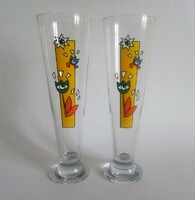 Pop-art/postmodern beer glass pair 1980's
