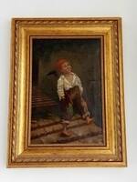 Antique painting of young boy