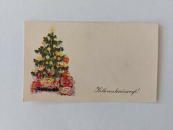 Old mini postcard Christmas greeting card Christmas tree toys