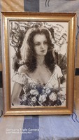 Atilla Gubcsi (registered at Kisselbach) girl with a rose, beautiful work, charcoal drawing (contemporary)