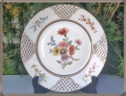 Antique, hg monogrammed hand-painted decorative plate with metal plate holder.
