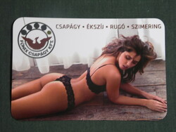 Card calendar, phoenix bearing shop, Debrecen, Birch brave, erotic female nude model, 2019