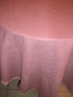 Wonderful mauve woven tablecloth with lacy edges