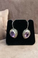 Indonesian silver earrings with amethyst