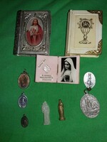 Antique pilgrim Christian mini altar reliquary holders small statues pendants in one according to pictures