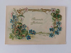 Old postcard embossed postcard with clover forget-me-not