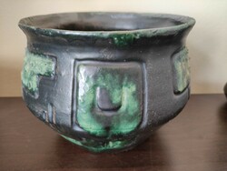 Green black Italian retro industrial ceramic pot