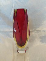 Large murano allesandro mandruzzato sommerso murano diamond cut glass vase